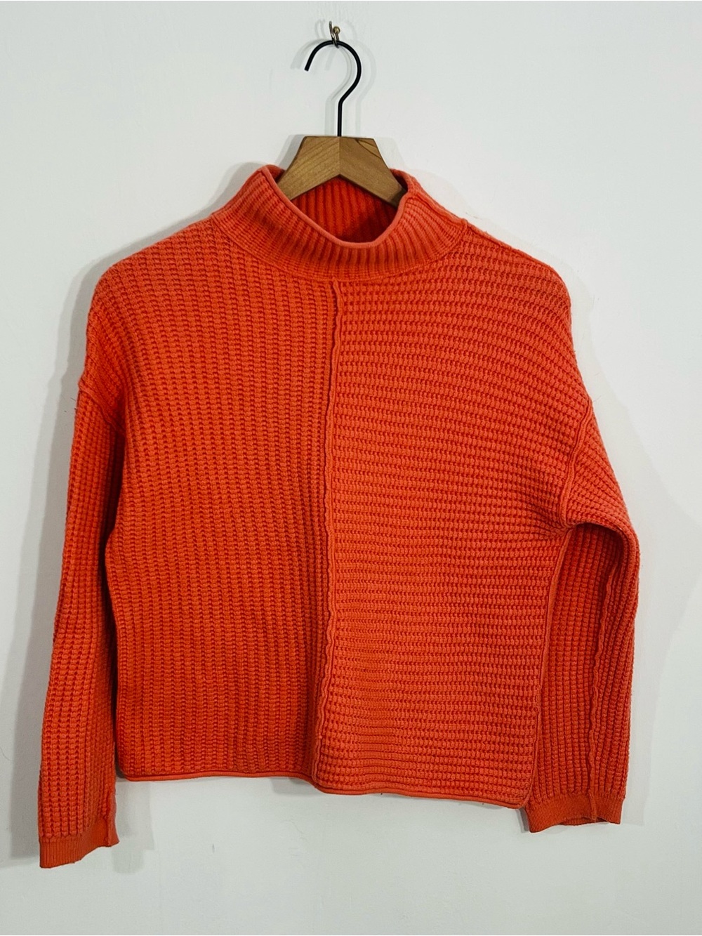 Sonoma Orange Ribbed Knit Mock Neck Long Sleeve Relaxed Fit Casual Sweater Sz M